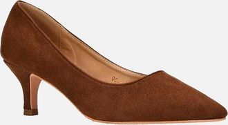 XY London Womens XY London Womens/Ladies Cali Suedette Pointed Kitten Heel Court Shoes - Brown - Size: 5