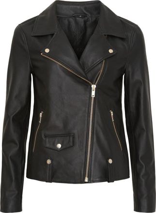 Notyz Biker Jacket - Dames - Leren en Su&egrave;de Jassen - Zwart - M - Leer - Jassen