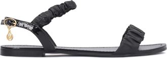 Kazar Zwarte Gerimpelde Band Sandalen - Dames - Sandalen - Zwart - 39 EU - Leer - Schoenen