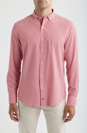 Johnston & Murphy XC+ Performance Game Day Gingham Button-Up Shirt in Red at Nordstrom, Size Xx-Large