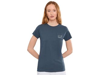 Vineyard Vines Vintage Whale Short Sleeve Pocket T-Shirts Womens T Shirt Blue Blazer : MD, Cotton