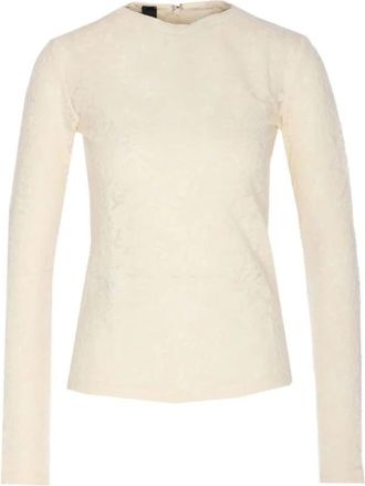 Pinko Marinara Gebreide Blouse - Dames - Ronde hals truien - Beige - S - Wol - Truien & Vesten