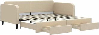 vidaXL Vidaxl - Sof&aacute; Cama Nido Con Cajones Tela Color Crema 100x200 Cm