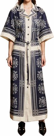 Alemais Banderra Linen Shirtdress In Navy