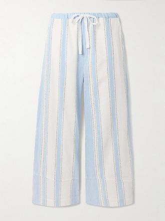 Lemlem Pantaloni A Gamba Larga In Misto Cotone A Righe Desta - Blu