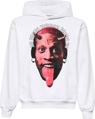 Vlone Hoodie met print - Heren - Hoodies - Wit - 2XL - Katoen - Hoodies & sweatvesten