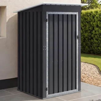 IDMarket Caseta De Jard&iacute;n Gris De Acero Galvanizado 100 X 95 X 160 Cm Con Tejado A Dos Aguas 1 Puerta