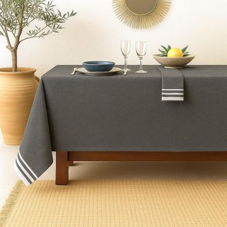 Febronie Mantel + 10 servilletas algodón negro 180x400