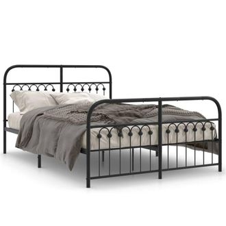 Berkfield Home Metal Bed Frame without Mattress with Footboard Black 140x190cm | Size: 140x190 cm