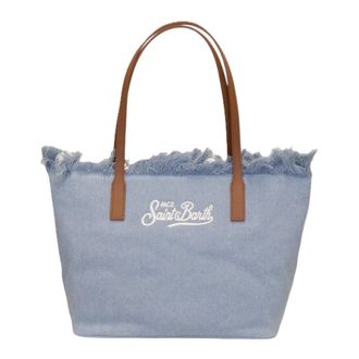 MC2 Saint Barth Tote Bags, female, Blue, Size: ONE SIZE City Bag With Fringes