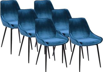 Vente-Unique Lote de 6 sillas MASURIE - Terciopelo - Azul oscuro