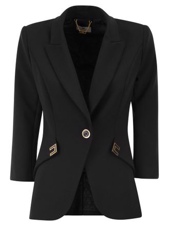 Elisabetta Franchi Jacke aus doppeltem Stretch-Krepp mit Logo-Details