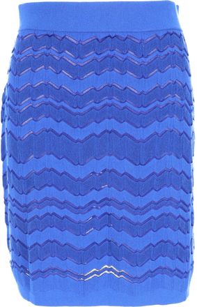 Missoni Zig-Zag Patterned Mini Skirt in Blue Viscose