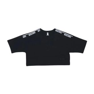 Moschino T-Shirts, female, Black, Size: L Underbear Crop Bandana