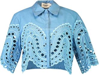 Charo Ruiz Ibiza cut-out storm blouse - women - Cotton/Polyester - S - Blue