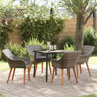vidaXL Conjunto De Comedor De Jard&iacute;n 5 Pcs Gris Rat&aacute;n Sint&eacute;tico Vidaxl