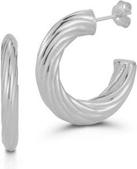 Chloe and Madison Twisted Flat Hoop Earrings in Silver at Nordstrom Rack
