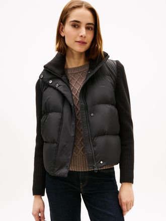 Tommy Hilfiger Steppjacke TOMMY HILFIGER MODERN DOWN KNIT MIX REG JACKET, Damen, Gr. XXL (44), schwarz, Web, Obermaterial: 100% Polyester, unifarben, elastischer Bun