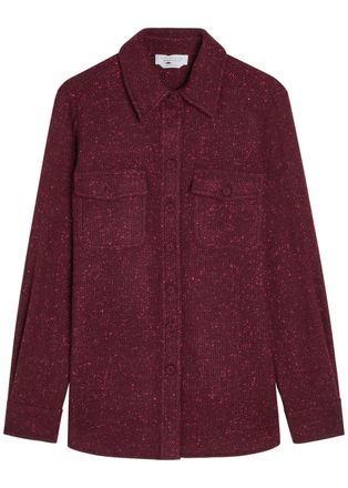 Gabriela Hearst John Austin Speckled Wool-blend Shirt - Bordeaux - 42 (UK10 / S)