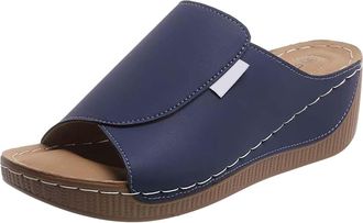 Generic Wedges Sandals For Women Open Toes Platform Slippers Thick Bottom Orthotic Slides Comfortable Slip On Slippers Non-Slip Chunky Sandals Soft Soles Walk