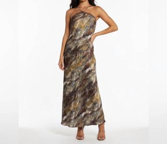 1.State Chic Strapless Earth Tone Maxi Dress In Brown