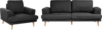 Beliani 4 Seater Living Room Set Black Fabric Sofa Armchair with Flared Armrests Art Decor Style KILDAL