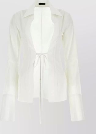 Ann Demeulemeester v-neck linsey shirt with tie-front detail