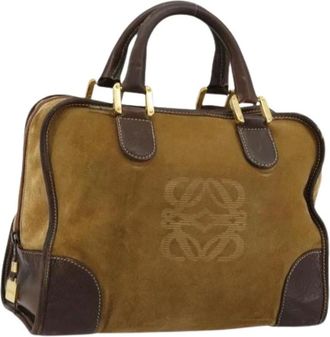 Loewe Pre-owned Handbags, female, Beige, Size: ONE SIZE Pre-owned Suede Hand Bag