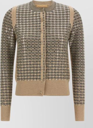 Ermanno Scervino checked crystal-embellished cardigan