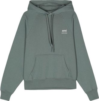 Ami logo-print hoodie - unisex - Cotton/Elastane - M - Green