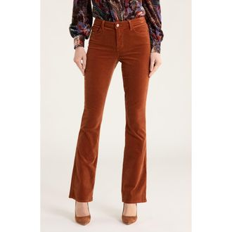 L'agence Stevie High Waist Straight Leg Velvet Pants in Rich Ginger at Nordstrom Rack, Size 27