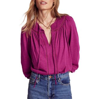 Boden Georgia Smocked Jersey Top in Rich Magenta at Nordstrom, Size 2