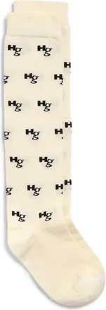 HommeGirls Logo Jacquard Knee High Socks in Ivory at Nordstrom