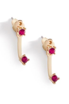 Mint & Lily Birthstone Drop Ear Jacket Earrings in July Ruby at Nordstrom