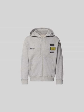 Maison Margiela Regular Fit Sweatjacke mit Logo-Patch in Mittelgrau Melange, Gr&ouml;&szlig;e XL