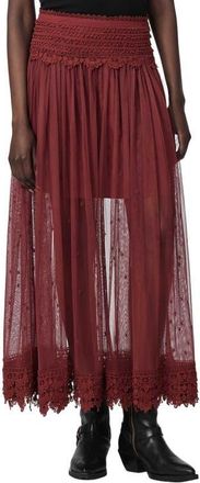 AllSaints Trixie Lace Maxi Skirt in Burgundy Red at Nordstrom, Size 12