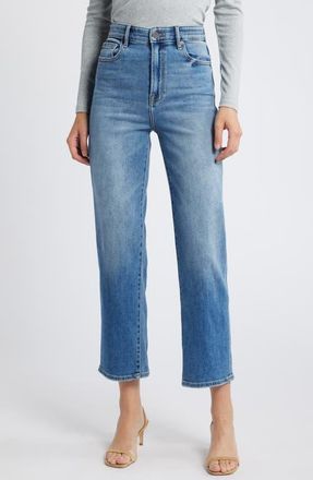 Hidden Jeans Relaxed High Waist Straight Leg Jeans in Dark Wash at Nordstrom, Size 31
