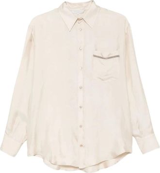 Antonelli R1481 Gocce 101 Shirt - Dames - Overhemden - Beige - S - Satijn - Overhemden