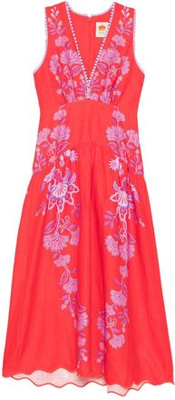 Farm Rio Porcelain Garden Midi Dress - Womens - Viscose