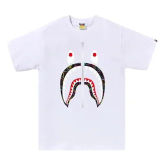 A Bathing Ape Neon Camo Shark T-Shirt White 1L30-110-040-WHT