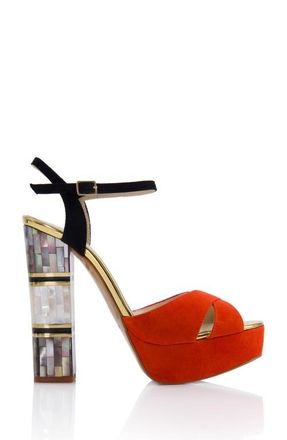 Freya Rose Suki Ankle Strap Pearl Heel Sandal in Red at Nordstrom, Size 36