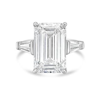 Diana M. Jewels Platinum 15.00 ct tw Emerald Cut with two Long Baguettes on the side Engagement Ring (Single Claw)