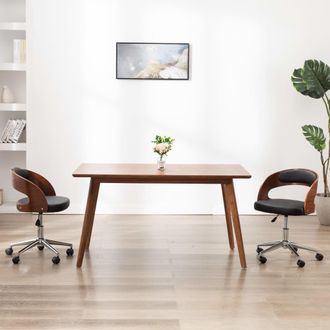 vidaXL Vidaxl - Silla De Oficina Giratoria Madera Curvada Cuero Sint&eacute;tico Negro