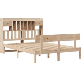 vidaXL Cama Con Estanter&iacute;a Sin Colch&oacute;n Madera Maciza De Pino 140x190cm Vidaxl