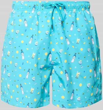 Mc Neal Badehose im Allover-Look mit elastischem Bund in Tuerkis, Gr&ouml;&szlig;e XXL