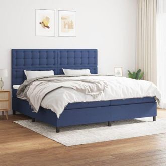 vidaXL Cama Box Spring Con Colch&oacute;n Tela Azul 200x200 Cm Vidaxl