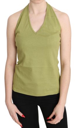 Gianfranco Ferre Halter Cotton Sleeveless Casual Tank Top Womens Blouse