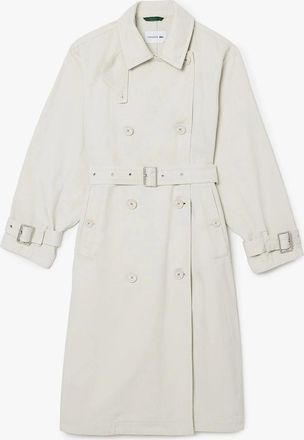 Lacoste Womens Oversized Denim Trench Coat - Grey - Size: 10