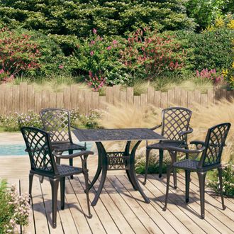 vidaXL Mesa Y Sillas De Bistr&oacute; 5 Piezas Aluminio Fundido Negro Vidaxl
