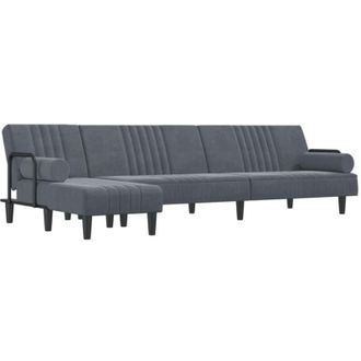 vidaXL Vidaxl - Sofá cama en forma de l terciopelo gris oscuro 260x140x70 cm